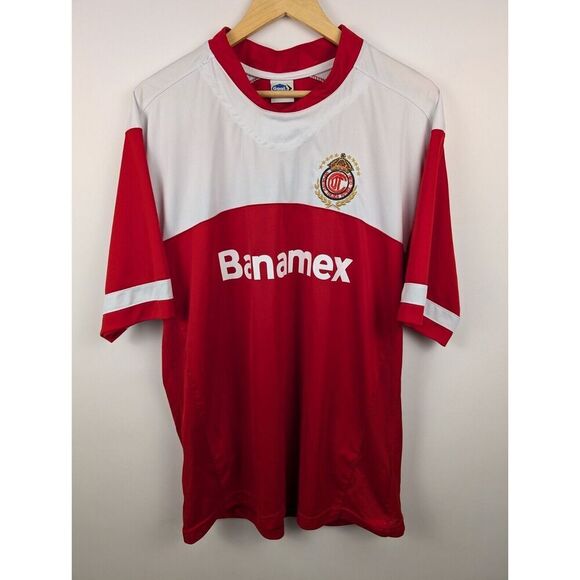 Banamex Jersey Football Shirt Red White Embroidered Patch Gool Brand Size Large - Picture 1 of 7